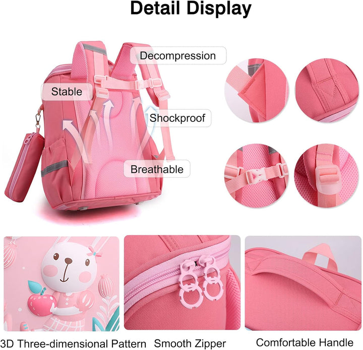 FANDARE Niedlich Kinderrucksack Schulranzen Reflektierend Schultaschen Jungen Mädchen Schulrucksack
