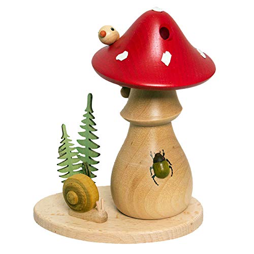 Drechslerei Kuhnert - Rauchfigur, Räucherfigur - Rauchpilz - ca. 14 cm - Made in Germany (Fliegenpil