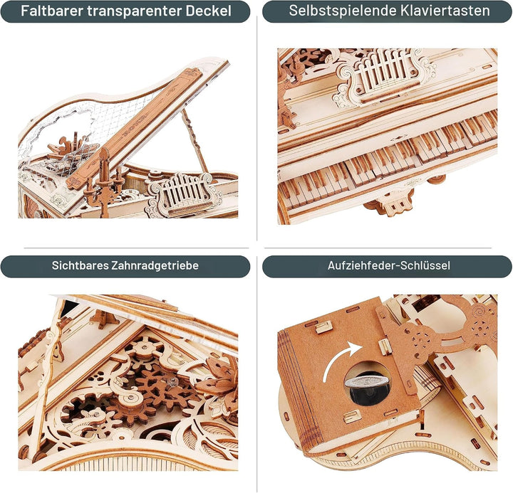 ROKR Magisches Klavier Mechanische Spieluhr-3D Holzpuzzle Erwachsene-Schreibtischdekoration Geschenk