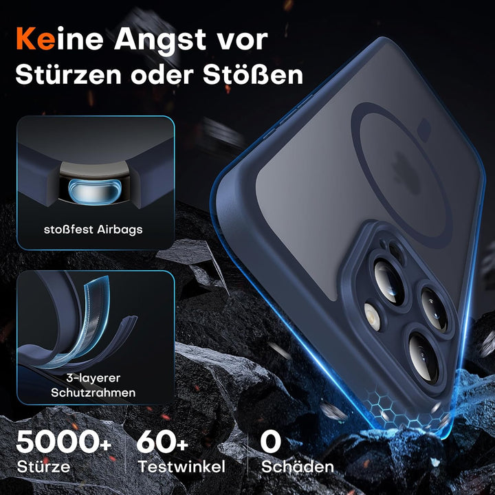 TOCOL 3 in 1 für iPhone 16 Pro Hülle für Magsafe, mit 2 Schutzglas, Vollständiger Kameraschutz Stoss
