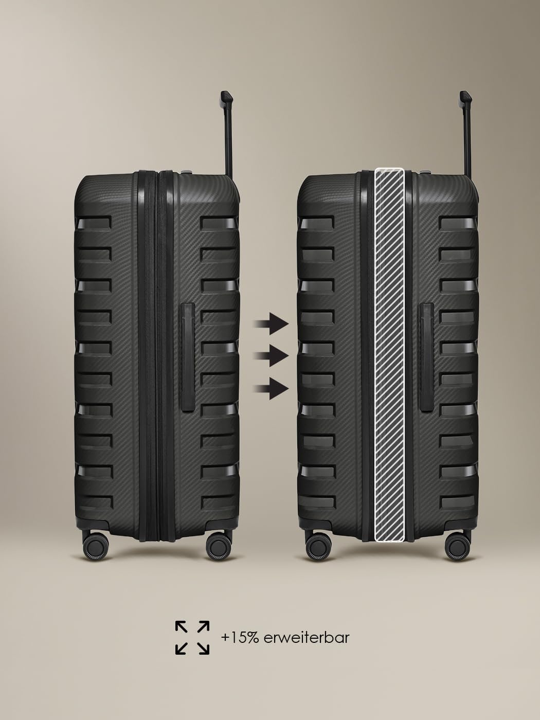 SMARTBOX Hartschalen Check-in Koffer | Grosser XL Trolley 52 x 33x 76 cm von 111 auf 120 Liter erwei