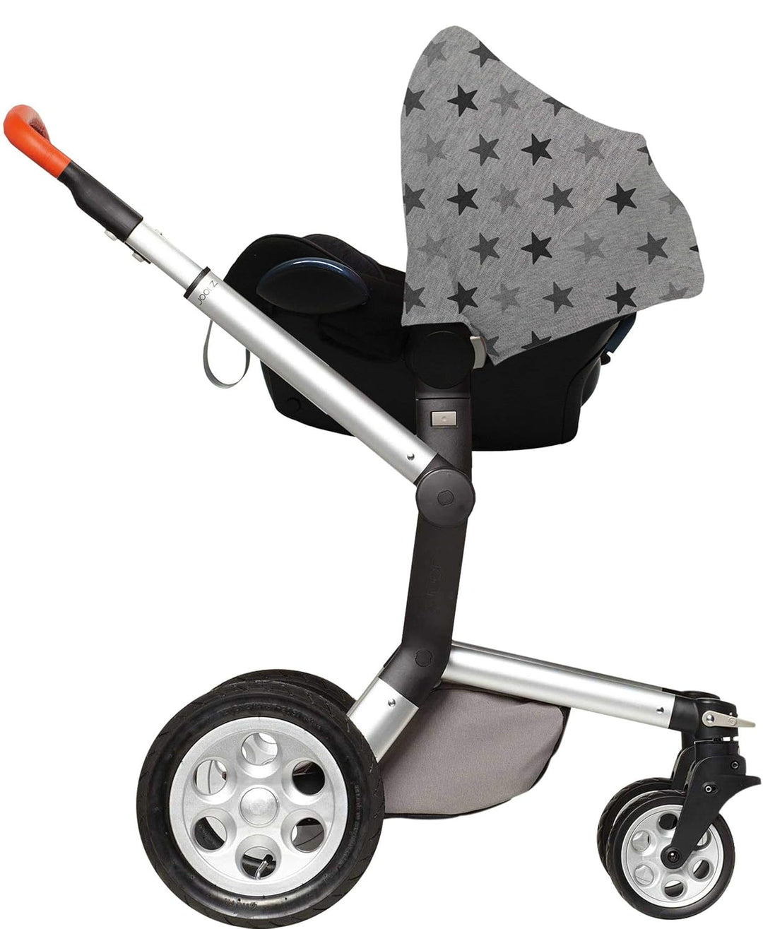 Original Dooky Hoody Sonnenschutz Sonnenverdeck für Babyschalen oder Kinderwagen (Design: Grey Stars