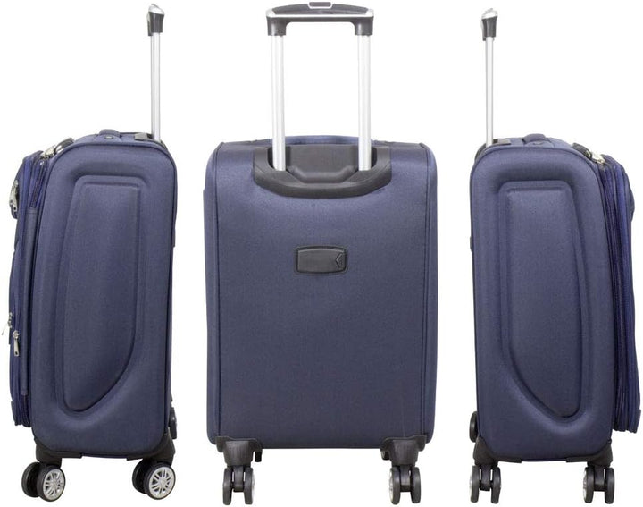 Trendyshop365 Weichgepäck grosser Reisekoffer Maribor 78cm 99 Liter 4 Rollen Zahlenschloss Blau Reis