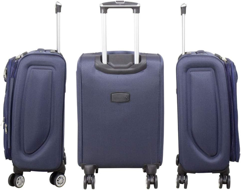 Trendyshop365 Weichgepäck Handgepäck Koffer Maribor 58cm 43 Liter 4 Rollen Zahlenschloss Blau Handge