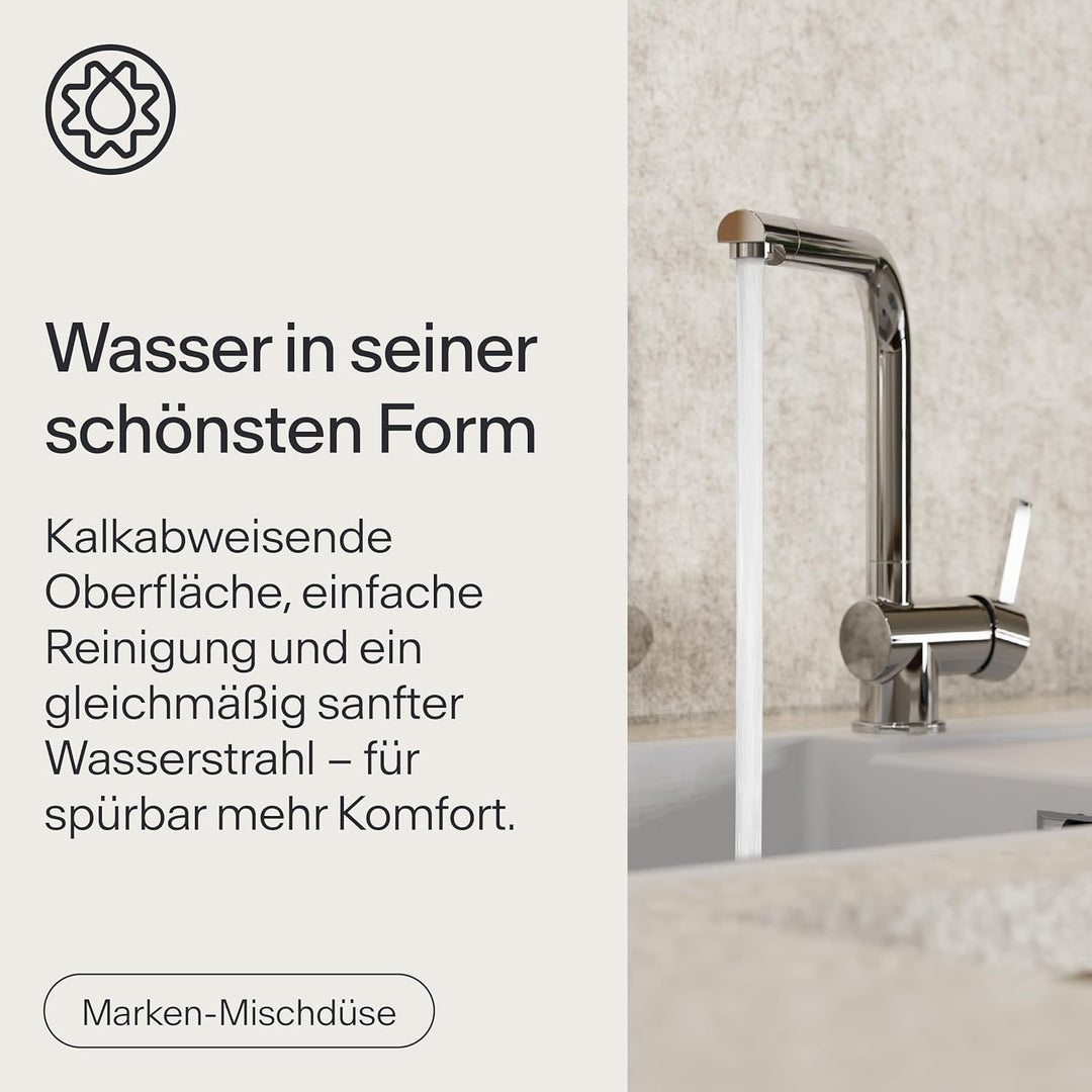Wasserwerk Küchenarmatur WK4 | Wasserhahn Küche | Spültischarmatur mit Schwenkauslauf | 360° drehbar
