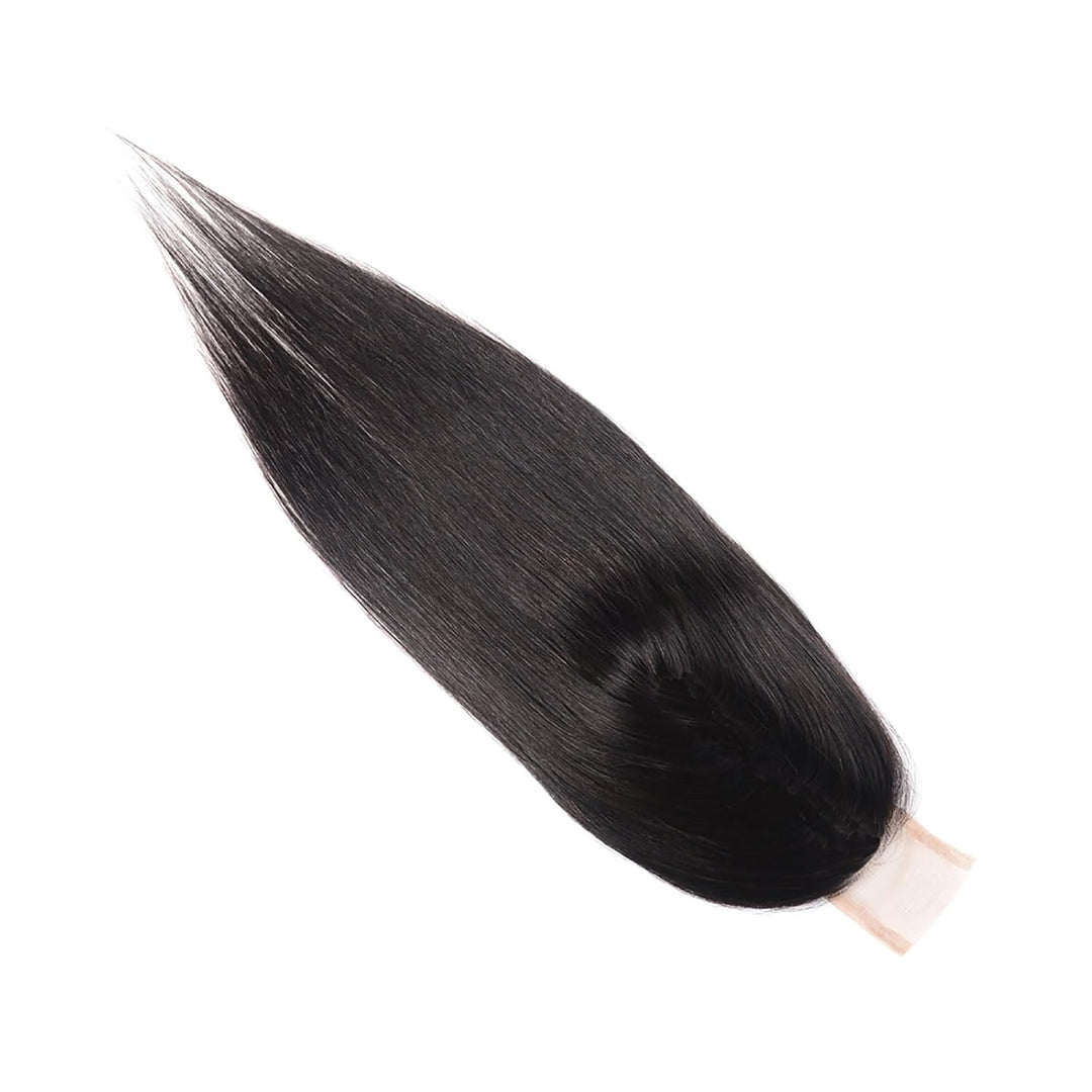 Huarisi 2x6 Closure Human Hair 12 Inch Brazilian Virgin Straight Free Part Closure with Baby Hair Sw