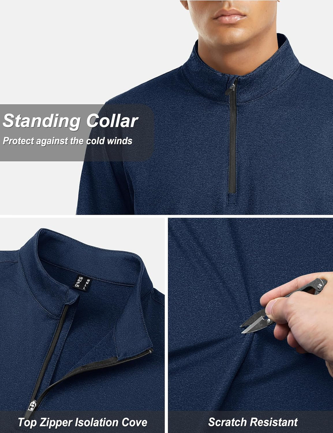 TACVASEN Pullover Herren Langarmshirt Half Zip Fleece Winterpullover Warm Atmungsaktiv Sport Sweatsh