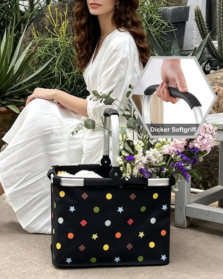 Diurwur®30L Einkaufskorb Stabiler Tragekorb Faltbar Einkaufstasch Gross Picknickkorb Klappkorb Reise