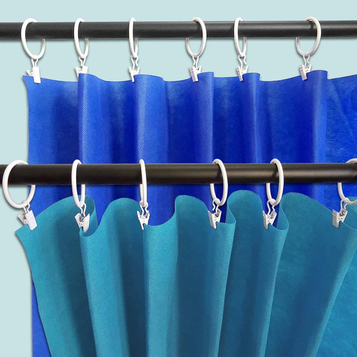 AMZSEVEN 40 Stück Metall Vorhangringe mit Clips, Drapery Clips Haken, dekorative Gardinenstange Clip