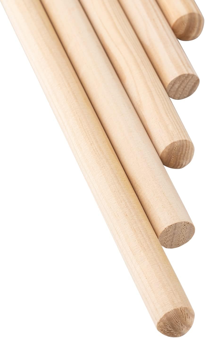 Mendi 6 Holzstäbe Natural 120 cm ⌀ 28 mm, Natur