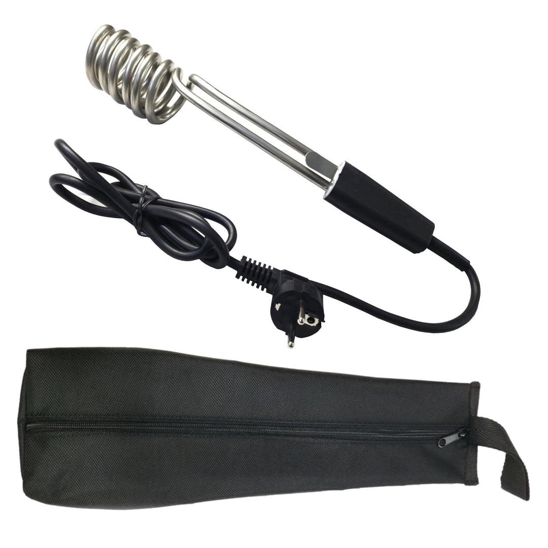 Tauchsieder GTN1.6 Taucherhitzer 1,6 kW 1600 Watt 230V aus EDELSTAHL Wasserkocher, Schwarz (mit Tasc