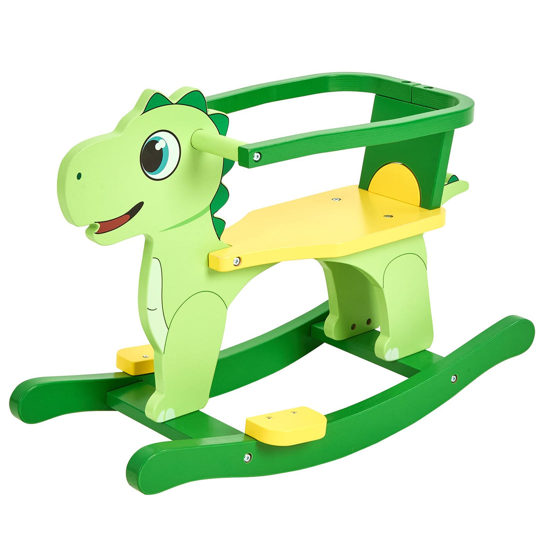FUNLIO Holz-Dinosaurier-Schaukelpferd für Kinder 0,5–3 Jahre, süsses Kleinkind-Schaukelpferd mit abn