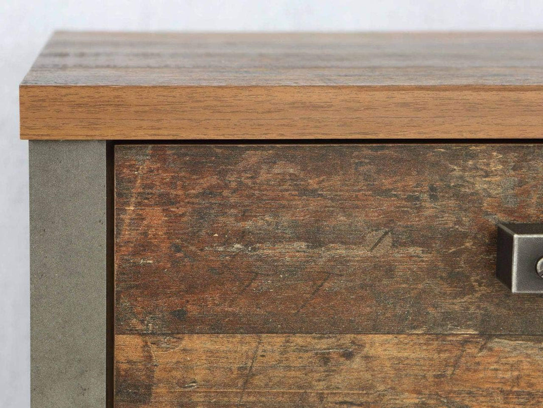 FORTE Clif Nachttisch mit 2 Schubladen, Holzwerkstoff, Old – Wood Vintage/ Betonoptik Dunkelgrau, 62
