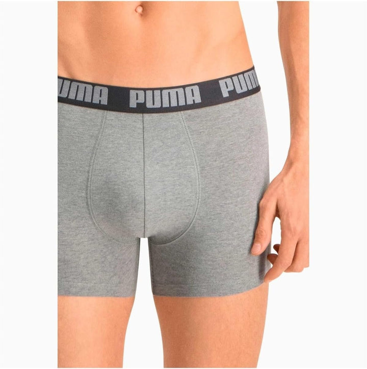 PUMA Herren Basic Boxer Boxer Briefs (2er Pack) S 691 - Dark Grey Melange / Black, S 691 - Dark Grey