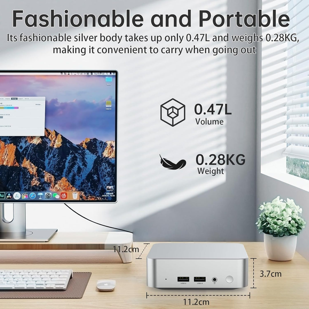 Mini-PC N3700 (4C/4T, 2,4 GHz) 8 GB RAM 128 GB SSD Win10 WLAN5/Bluetooth 4.2/RJ45 LAN 1000M/USB*4/US