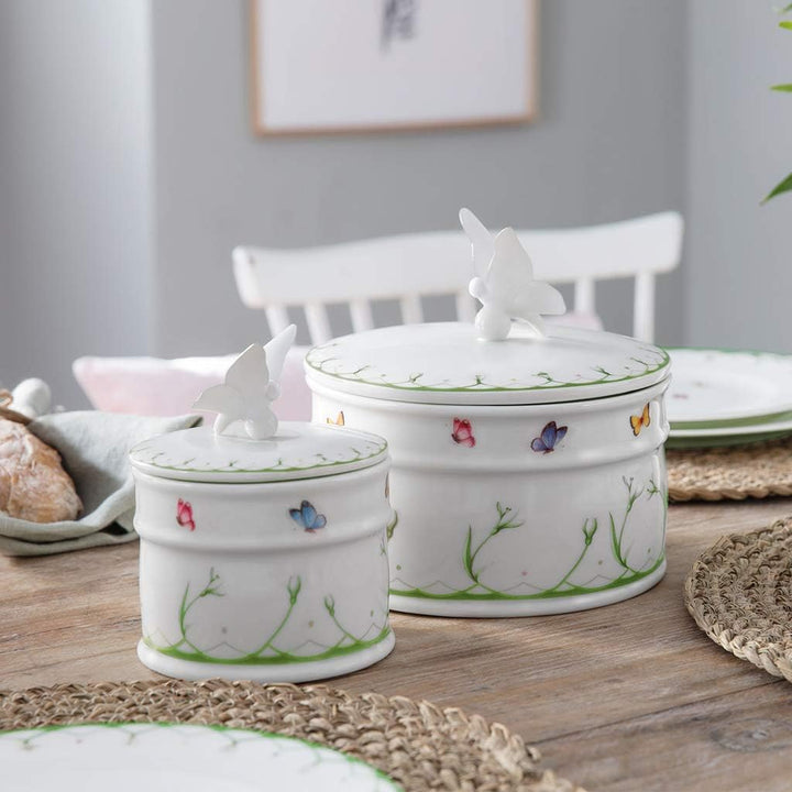 Villeroy und Boch Colourful Spring Dose, Porzellan, Weiss/Bunt, 16 cm Dose (L) Schneeglöckchen