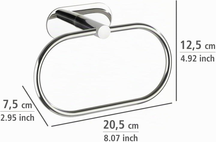 WENKO Turbo-Loc Handtuchring Orea Shine, Befestigen ohne Bohren, flexibel nach Oben und unten bewegl