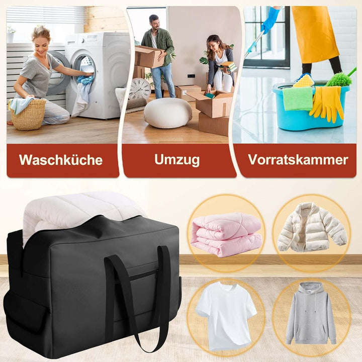Extra Grosse Aufbewahrungstasche, Heavy-Duty Umzugstaschen mit verstärkten Griffen, wasserdichte Tra