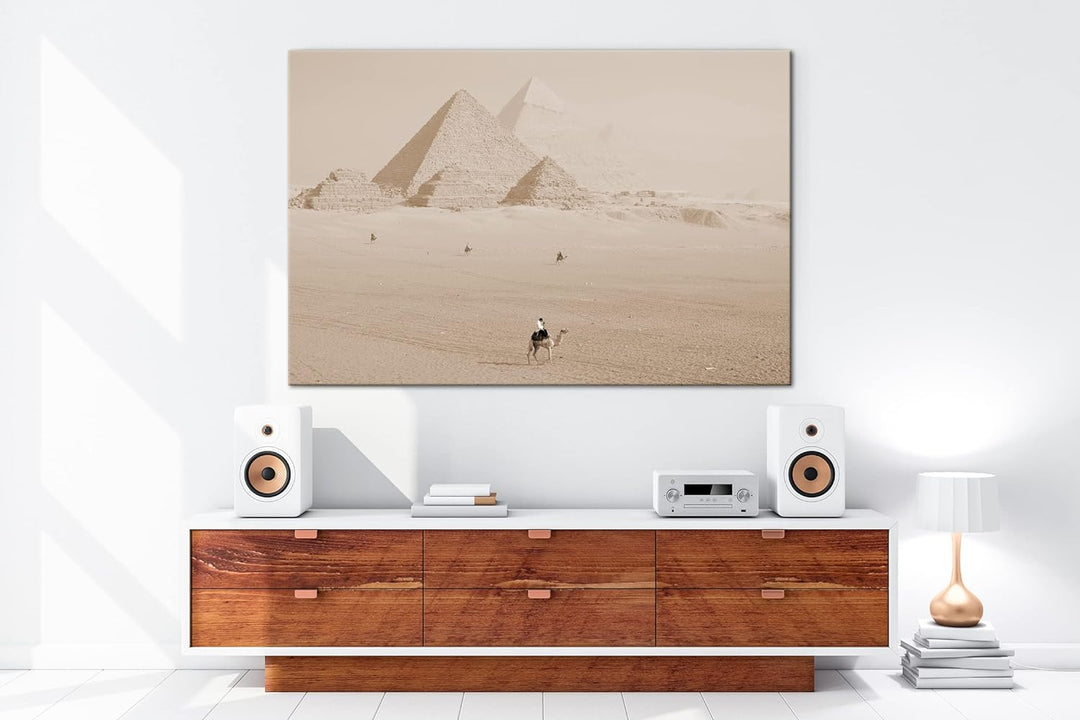 deyoli Pyramiden von Gizeh Format: 100x70 Effekt: Sepia als Leinwandbild, Motiv fertig gerahmt auf E