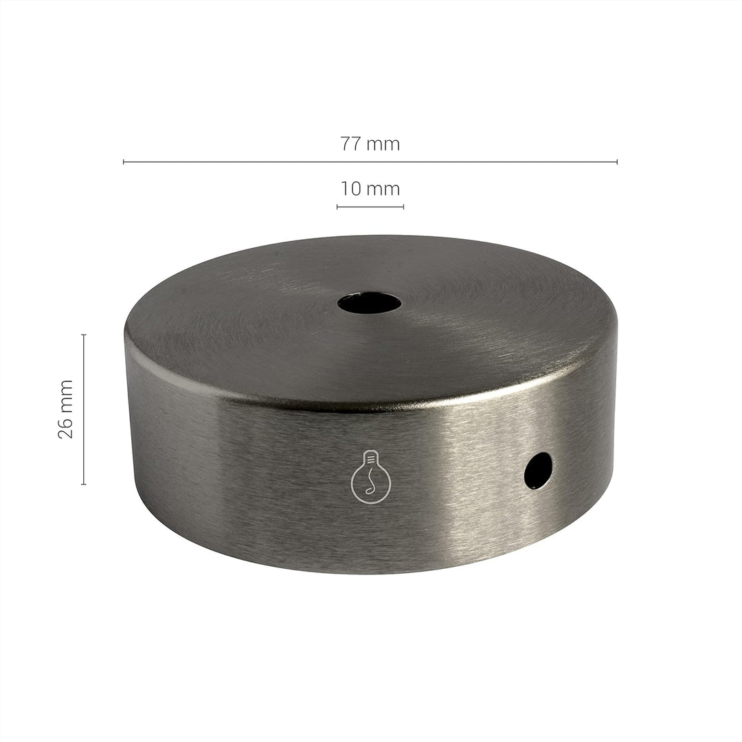 AMARCORDS - 3 Baldachin rosetten aus Metall, Farbe NICKEL, Lampengehäuse komplett mit Kabelklemmenzu