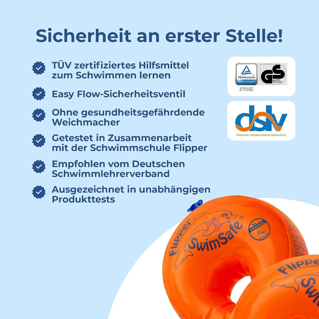 Flipper SwimSafe - Schwimmhilfe für Kleinkinder, Schwimmflügel mit unzerbrechlichem PE-Schaumkern zu