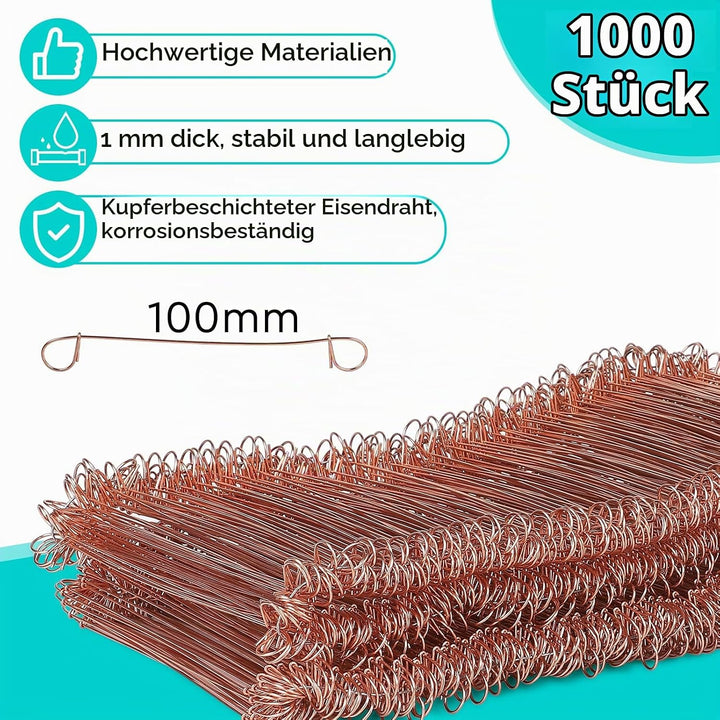 CPROSP Rödeldraht Verkupfertem(1000 Stk) mit Draht Driller, Set aus Betonbindedraht 100mm und Rödelz
