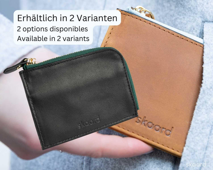 skaard Kleine Damen Geldbörse aus Leder, Braun/Hellblau mit RFID-Schutz Braun / Eisblau, Braun / Eis