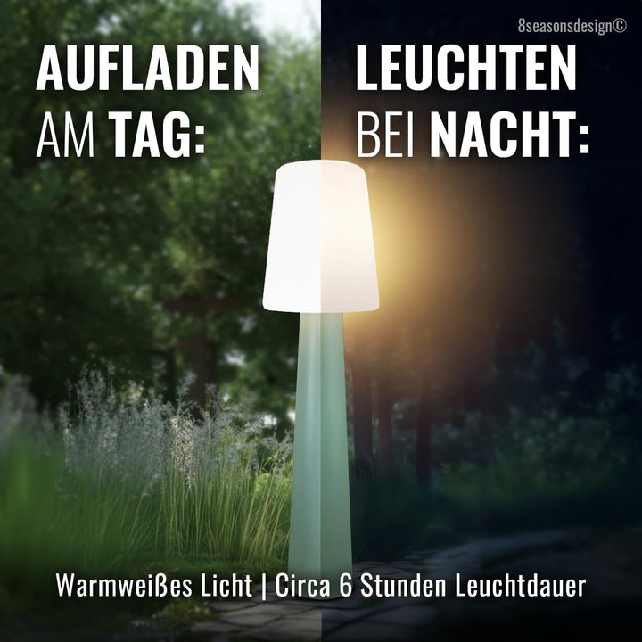 8 seasons design Solar LED Stehlampe No. 1-160cm gross (Mint), warmweisses Licht, Solarlampe mit Däm