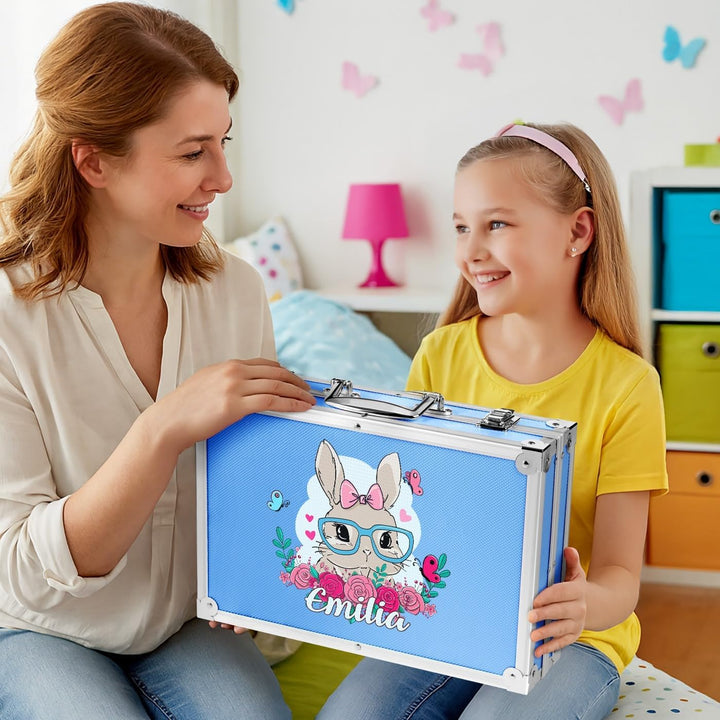 Maverton personalisiertes Kunstset für Kinder - 118-teilig Malkoffer - Buntstifte Koffer Set - Gesch