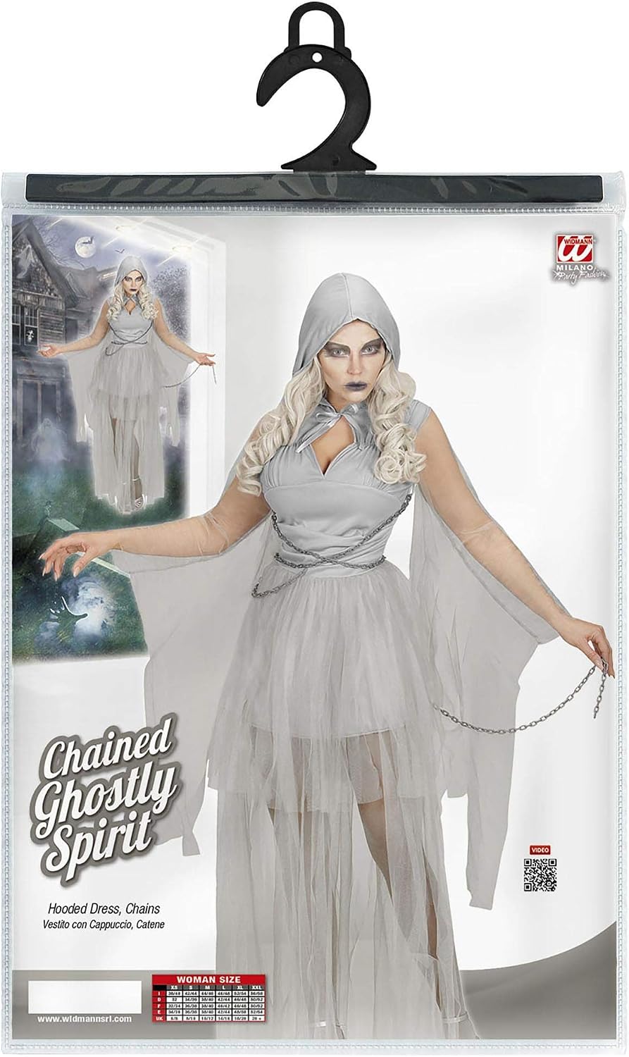 W WIDMANN MILANO Party Fashion - Kostüm Geist in Ketten, Kleid, Gespenst, Faschingskostüme, S