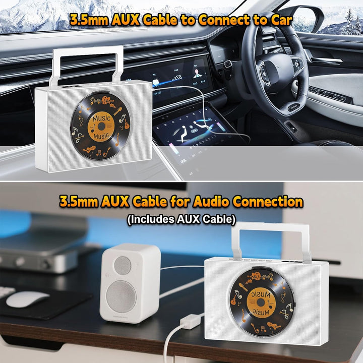 Gueray CD-Player mit Radio: Bluetooth CD Player mit Griff, CD-Spieler Lautsprechern, Display, Fernbe