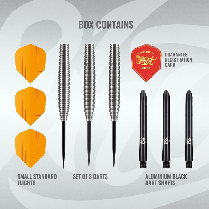 Shot! Darts Zen Dojo-Steel Tip Dart Set-Front Weighted-80% Tungsten Barrels 25.0 Gramm, 25.0 Gramm
