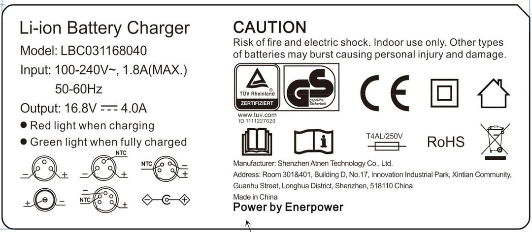 4A Enerpower Steck Ladegerät 4S (16,8V) für Li-Ion/Li-Po Akkus 14,4V-14,8V Rundstecker Desk-Top (Tis