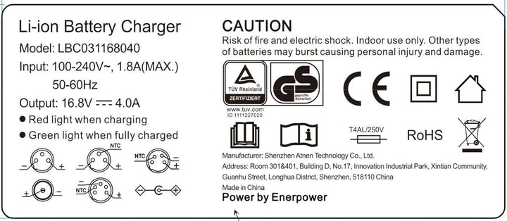 4A Enerpower Steck Ladegerät 4S (16,8V) für Li-Ion/Li-Po Akkus 14,4V-14,8V Rundstecker Desk-Top (Tis