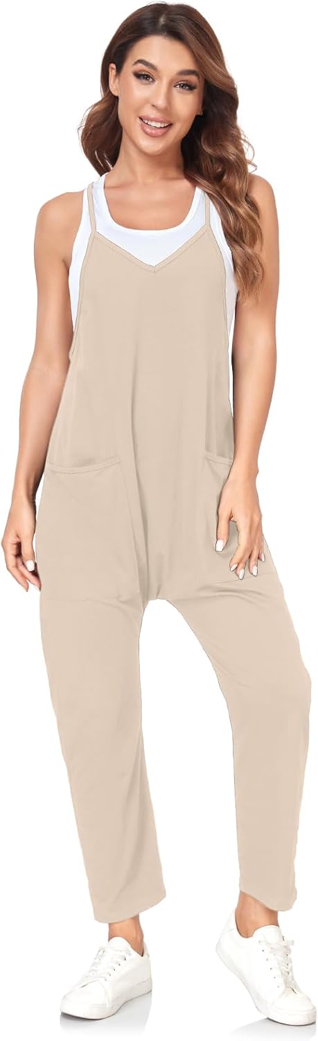 VUTRU Stylischer Damen Sommer Overall – Ärmelloser Jumpsuit mit lockerer Passform,V-Ausschnitt,trend
