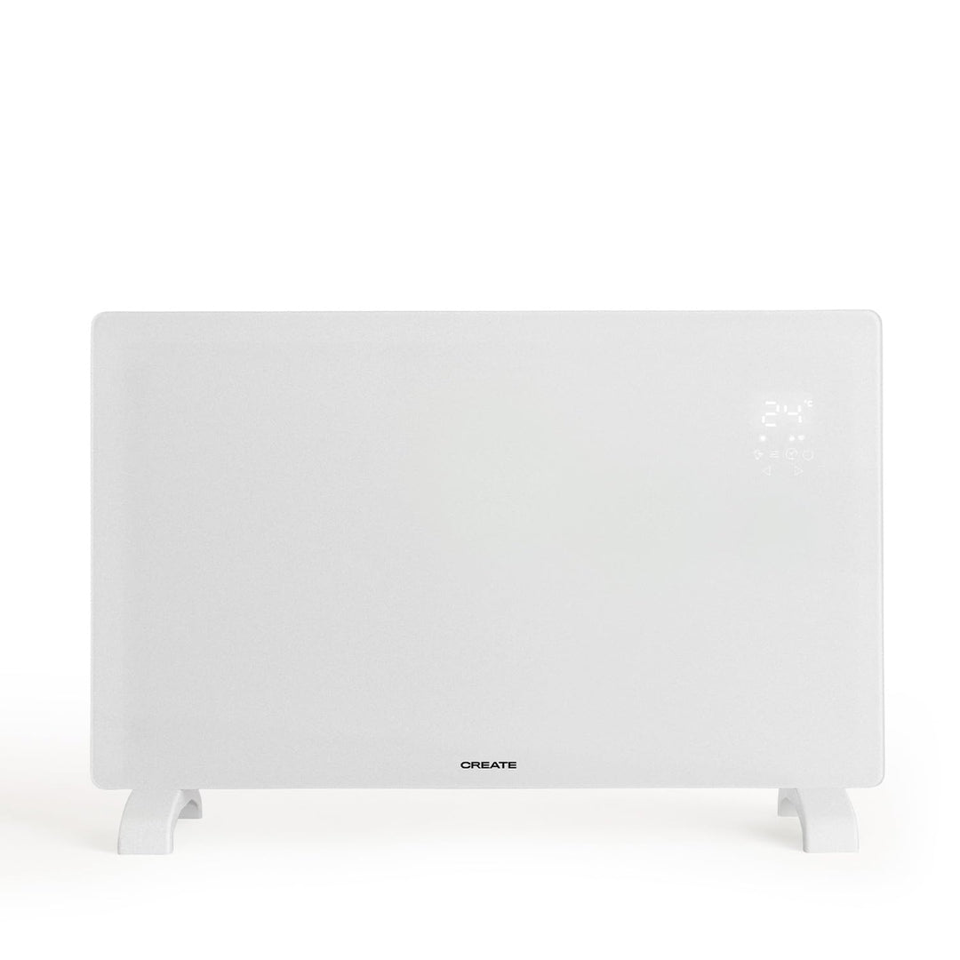 CREATE/WARM CRYSTAL 2000 W/Elektrischer Konvektor aus Glas mit WiFi weiss/LED-Touchscreen, 2 Leistun