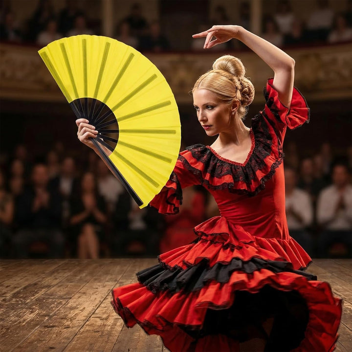 baotongle 2 Stück Grosse Faltbare Seide Hand Fächer Chinesischer Tai Chi Faltender Handfächer Nylon