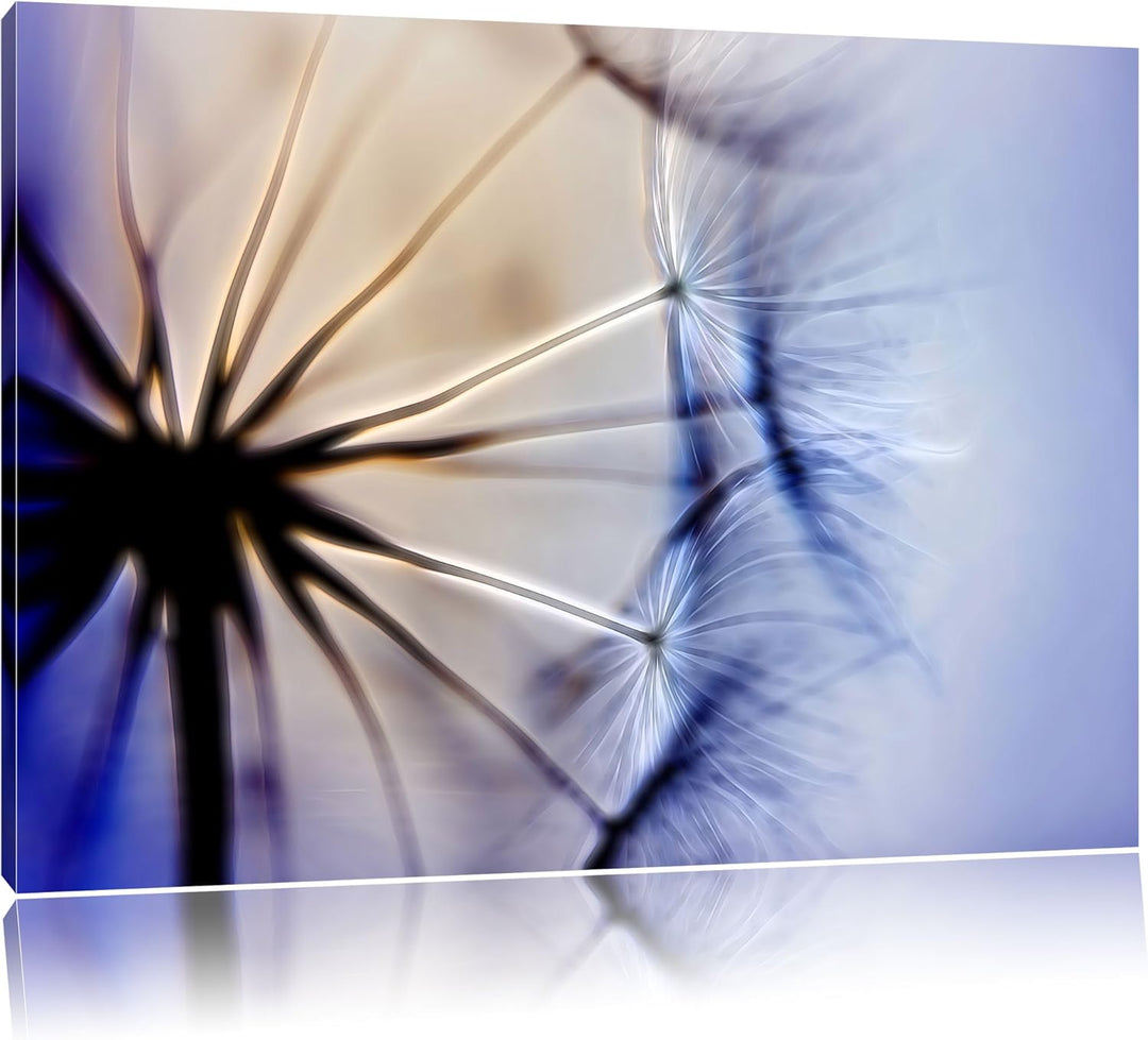 Pixxprint Pusteblumen Neon Lights Effekt, Format: 100x70 auf Leinwand, 100x70