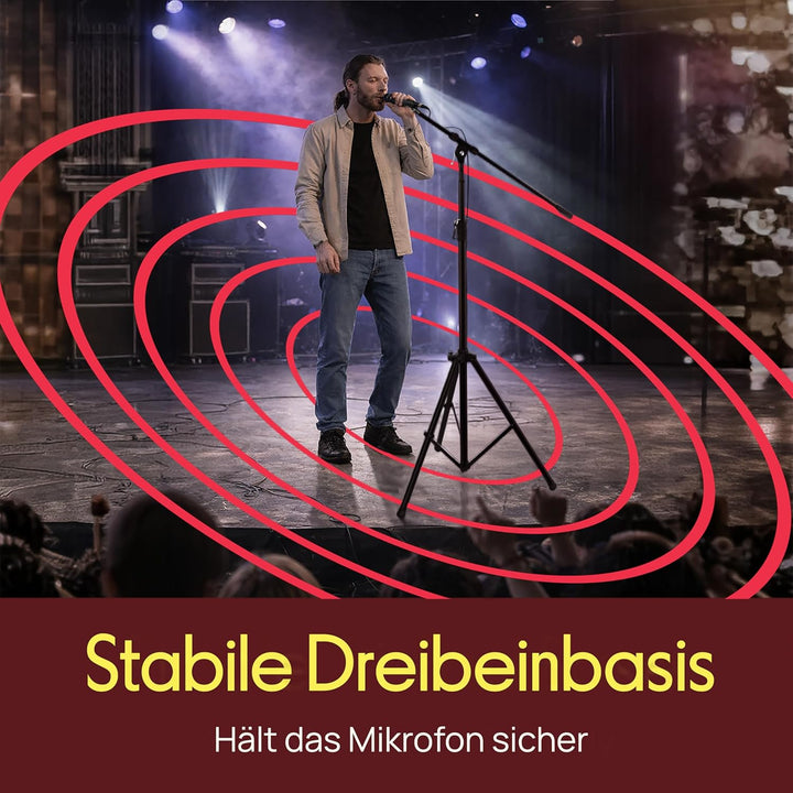 Pyle Mikrofonständer mit Galgenarm – Schweres Mikrofonstativ höhenverstellbar 130–200cm, stabil, 5/8