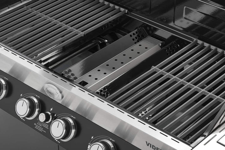 RÖSLE Primezone-Windschutz VIDERO, Hochwertige Halterung für Grillspiesse sowie Wind- und Spritzschu