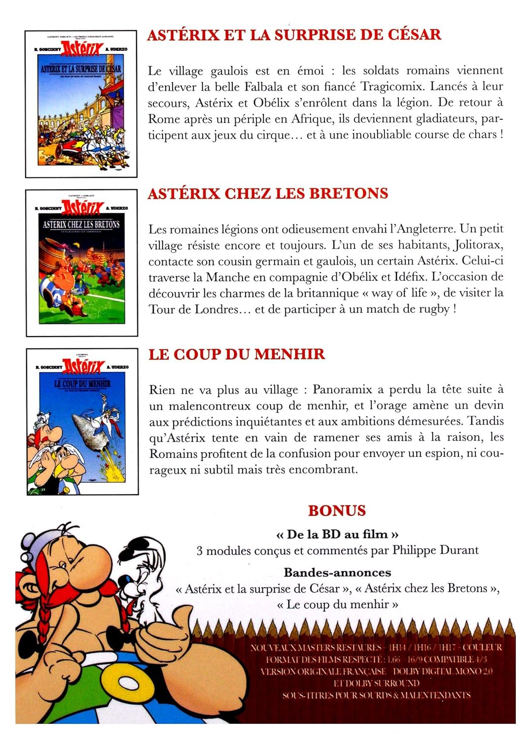 Coffret astérix : astérix et la surprise de césar ; astérix chez les bretons ; le coup du menhir [FR