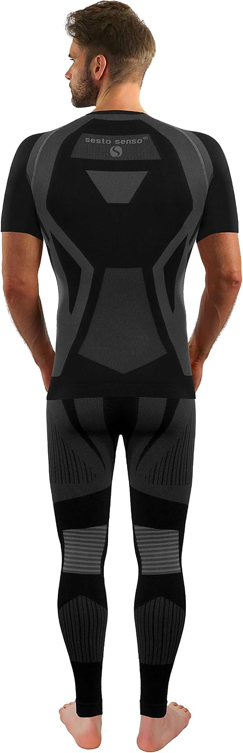sesto senso Herren Funktionsunterwäsche Set Kurzarmhemd Leggings Schnelltrocknend Skiunterwäsche XXL