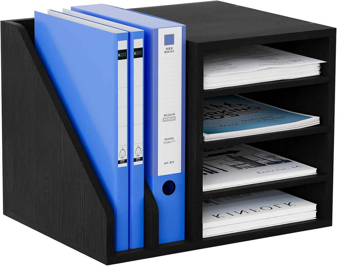 EasyPAG 6 Fächer Holz A4 Büro Schreibtisch Organizer Dokumentenhalter Aktenablage Zeitschriftenhalte
