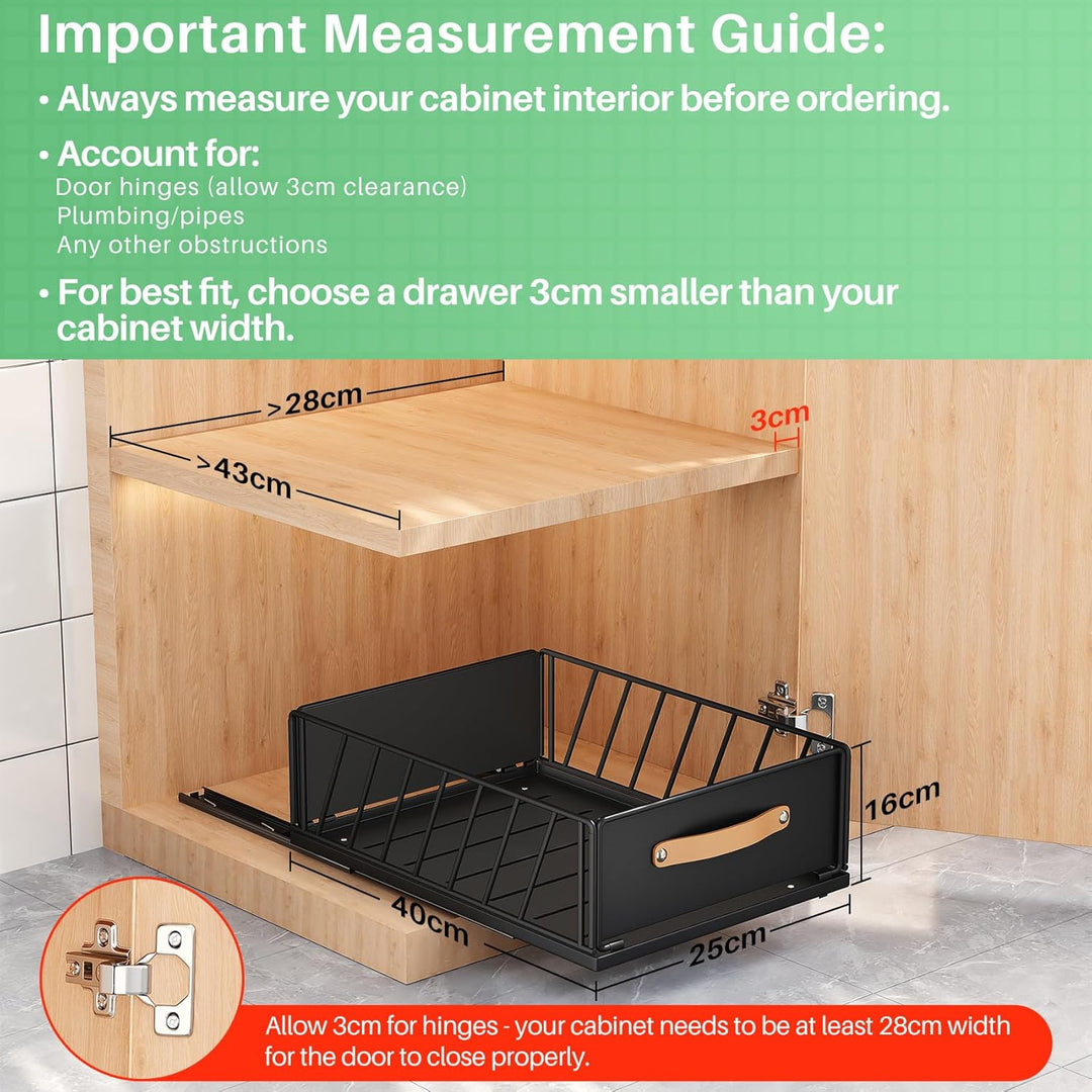Kitstorack Teleskopschublade, Ausziehbare Schublade für Kabinett Metall Slide Out Organizer mit Grif