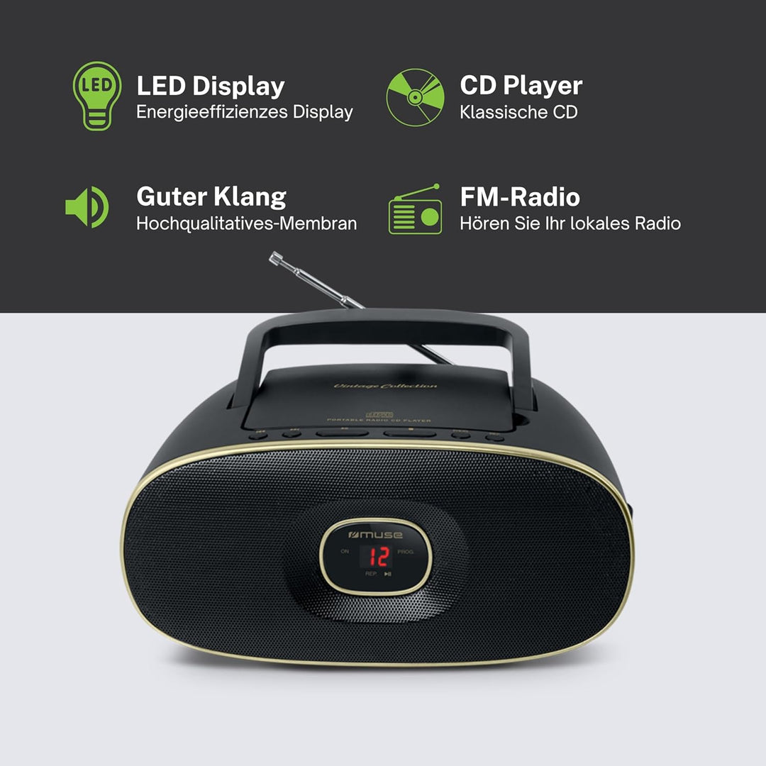 Muse MD-202 VT - Mobilradio mit CD-Player & LED-Display Schwarz, Schwarz