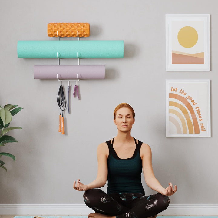 Wallniture Guru Wandhalterung Yogamatte Heim Gym Ausrüstung Widerstandsbänder und Schaumstoffrollenh