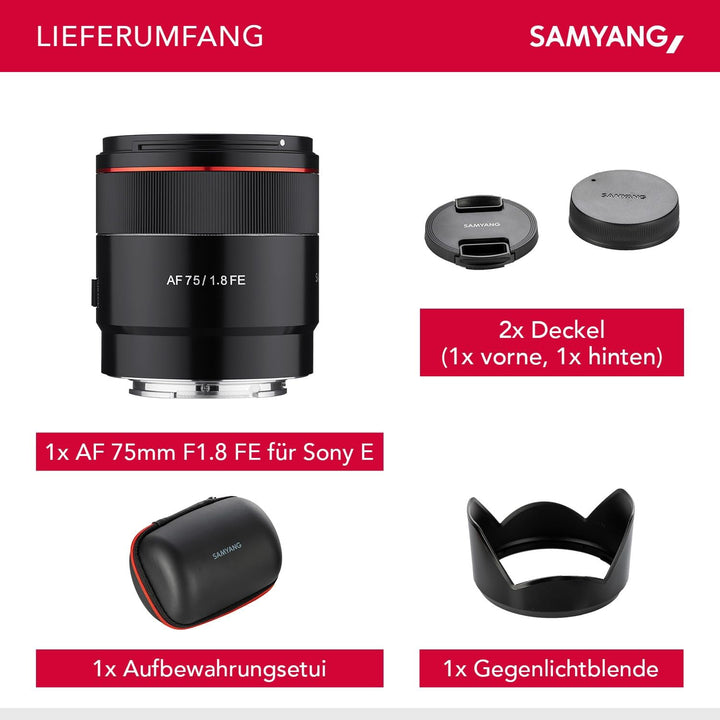 Samyang AF 75mm F1.8 FE (Tiny but Absolute) – Porträt Objektiv Autofokus Vollformat und APS-C Festbr