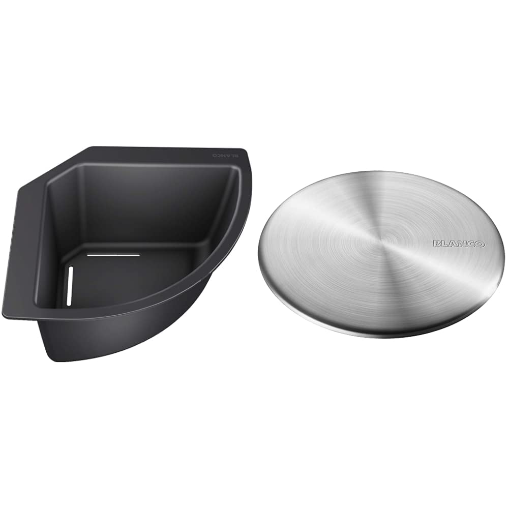 BLANCO 235866 Eck-Schale Eckschale für Lebensmittel und Geschirr, 1, Schwarz, 215mm X 215mm & 517666