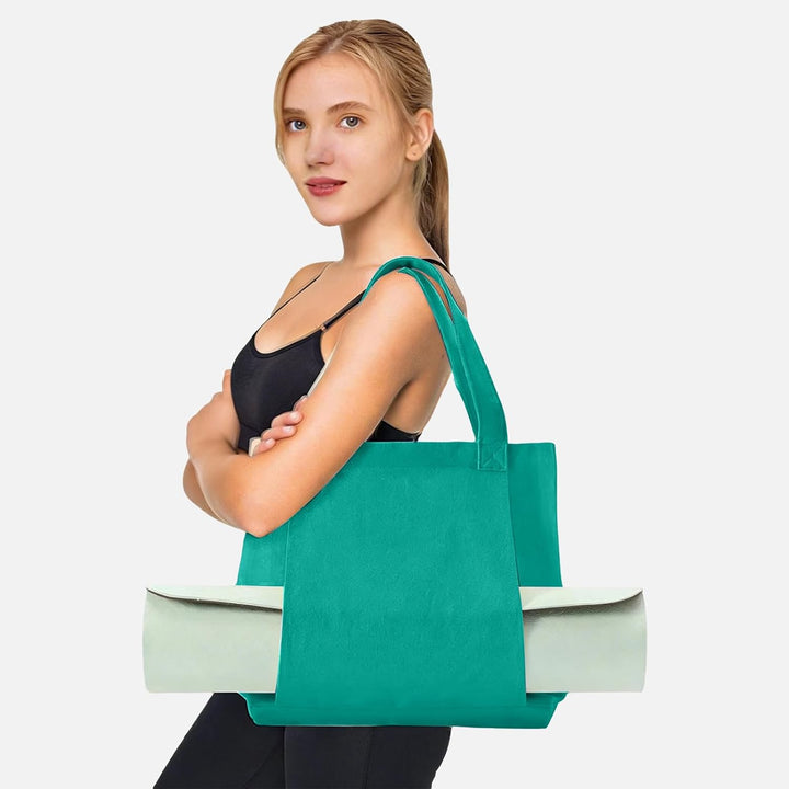 Yogatasche Damen mit Nassfach, Canvas Tasche mit Griffen, Abnehmbare Tasche für Yogamatte, Geeignet