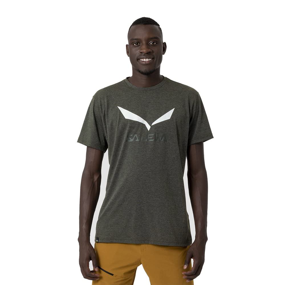 Salewa Herren Solidlogo Dry M T-shirt T-shirts S Dark Olive Melange, S Dark Olive Melange